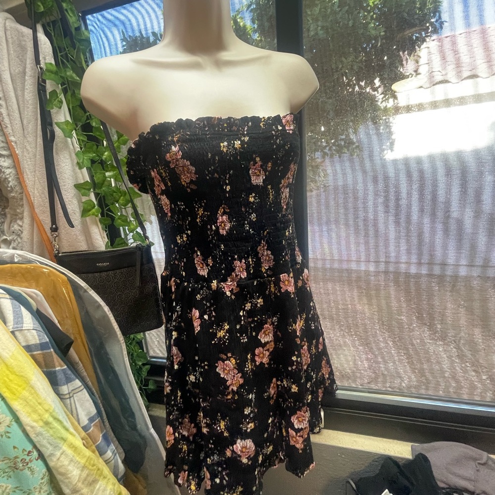 Ivy + Main Strapless Floral jumper: romper shorts